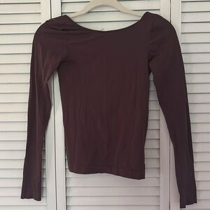 Free People Intimately Low-Back Seamless Long Sleeve M/L, NWOT, Plum